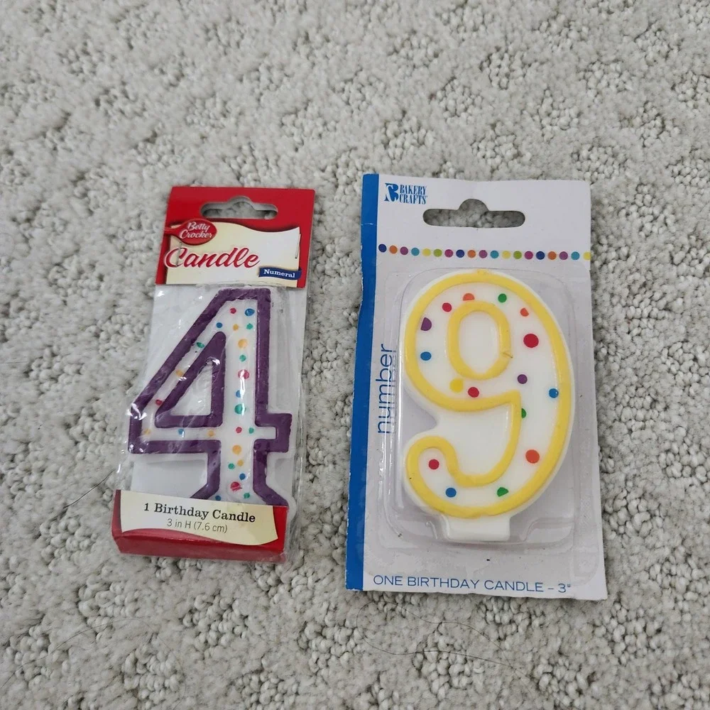 Betty Crocker Bakery Crafts Birthday Candle Set Number 4 and 9 Polka Dot 3 Inch